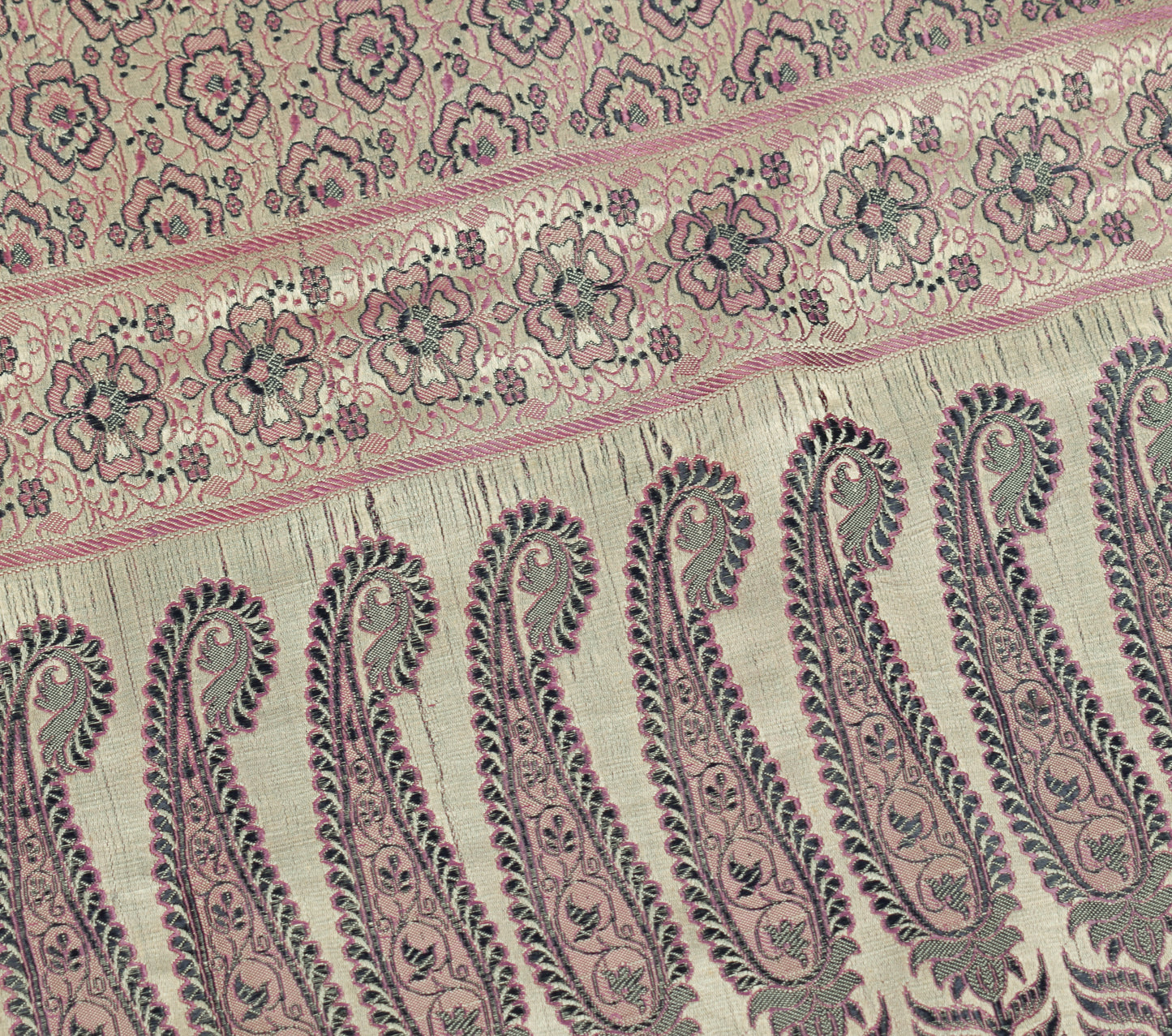 Sushila Vintage Heavy Saree Pure Satin Silk Banarasi Brocade Woven Sari Fabric