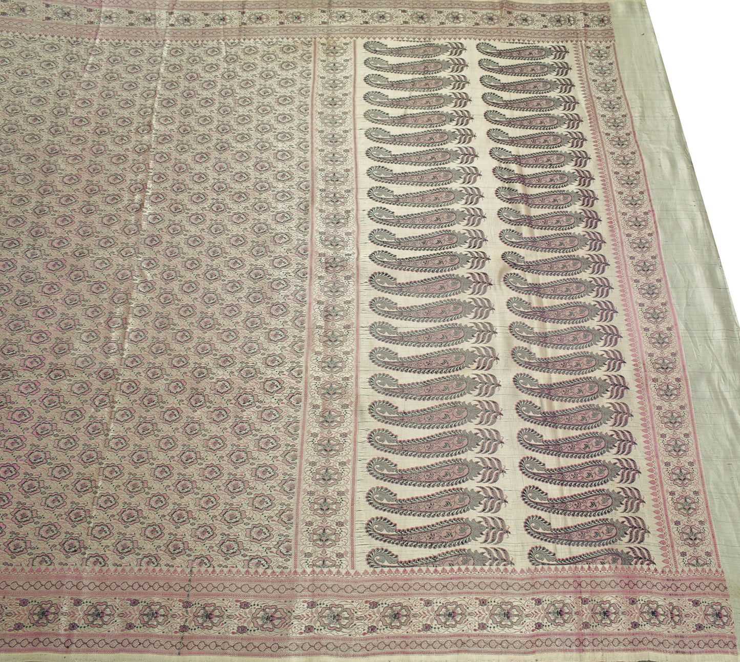 Sushila Vintage Heavy Saree Pure Satin Silk Banarasi Brocade Woven Sari Fabric