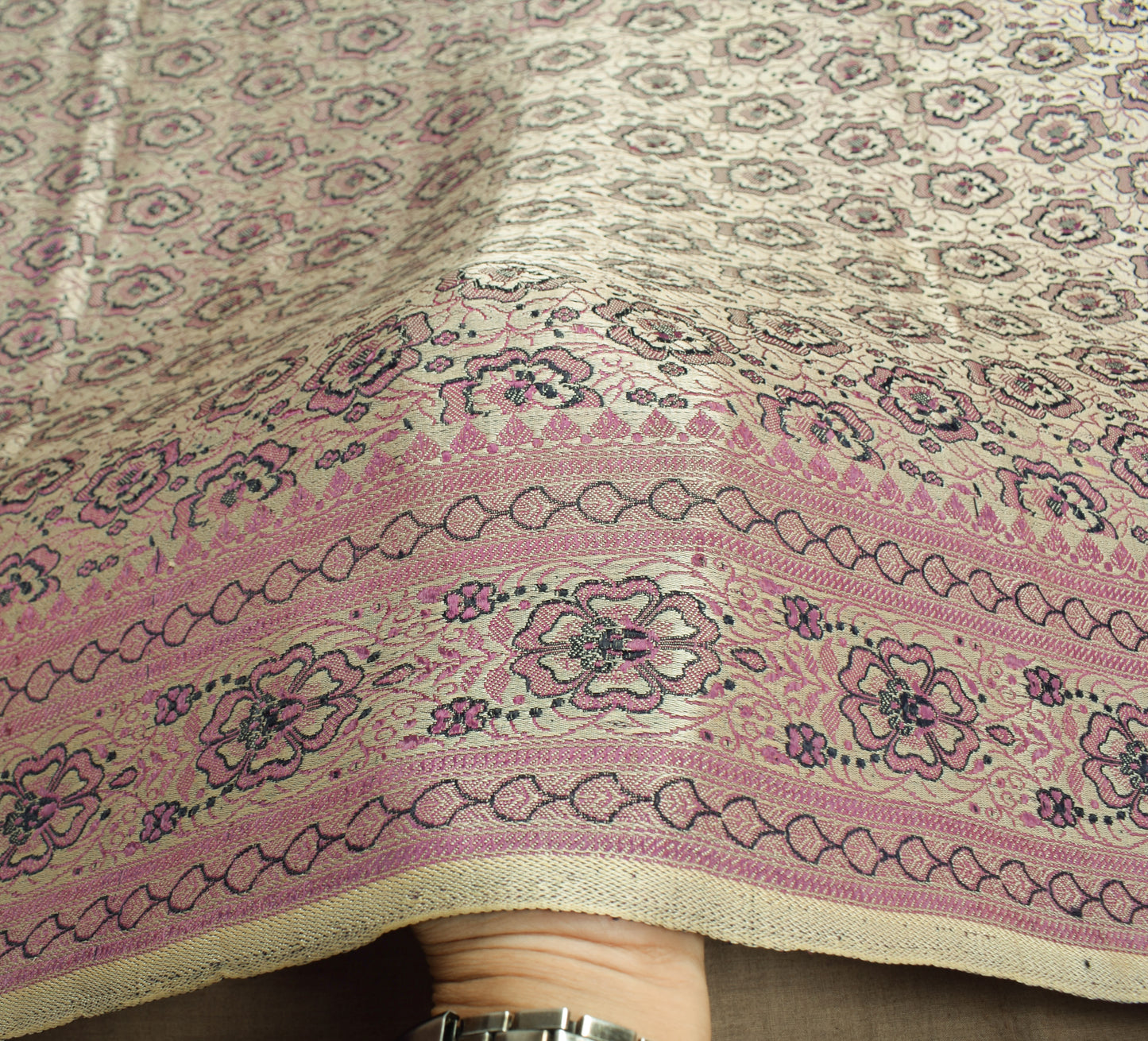 Sushila Vintage Heavy Saree Pure Satin Silk Banarasi Brocade Woven Sari Fabric