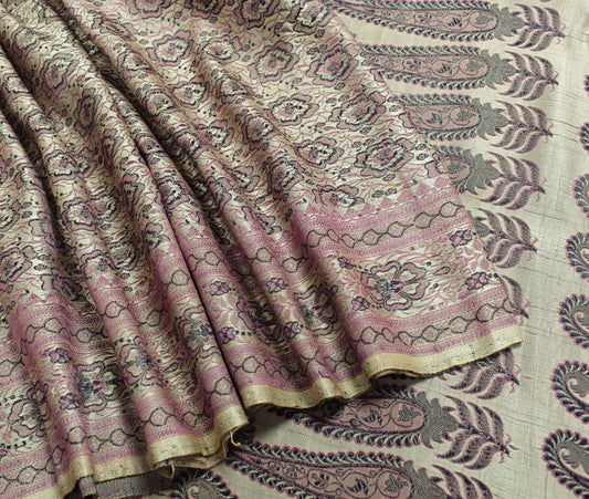 Sushila Vintage Heavy Saree Pure Satin Silk Banarasi Brocade Woven Sari Fabric