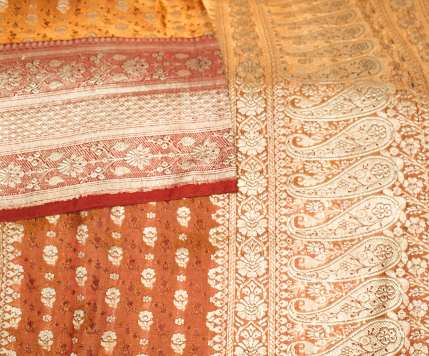 Sushila Vintage Heavy Saree Blend Satin Silk Banarasi Brocade Woven Sari Fabric
