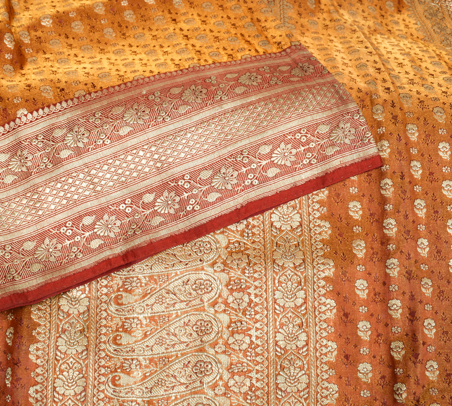 Sushila Vintage Heavy Saree Blend Satin Silk Banarasi Brocade Woven Sari Fabric
