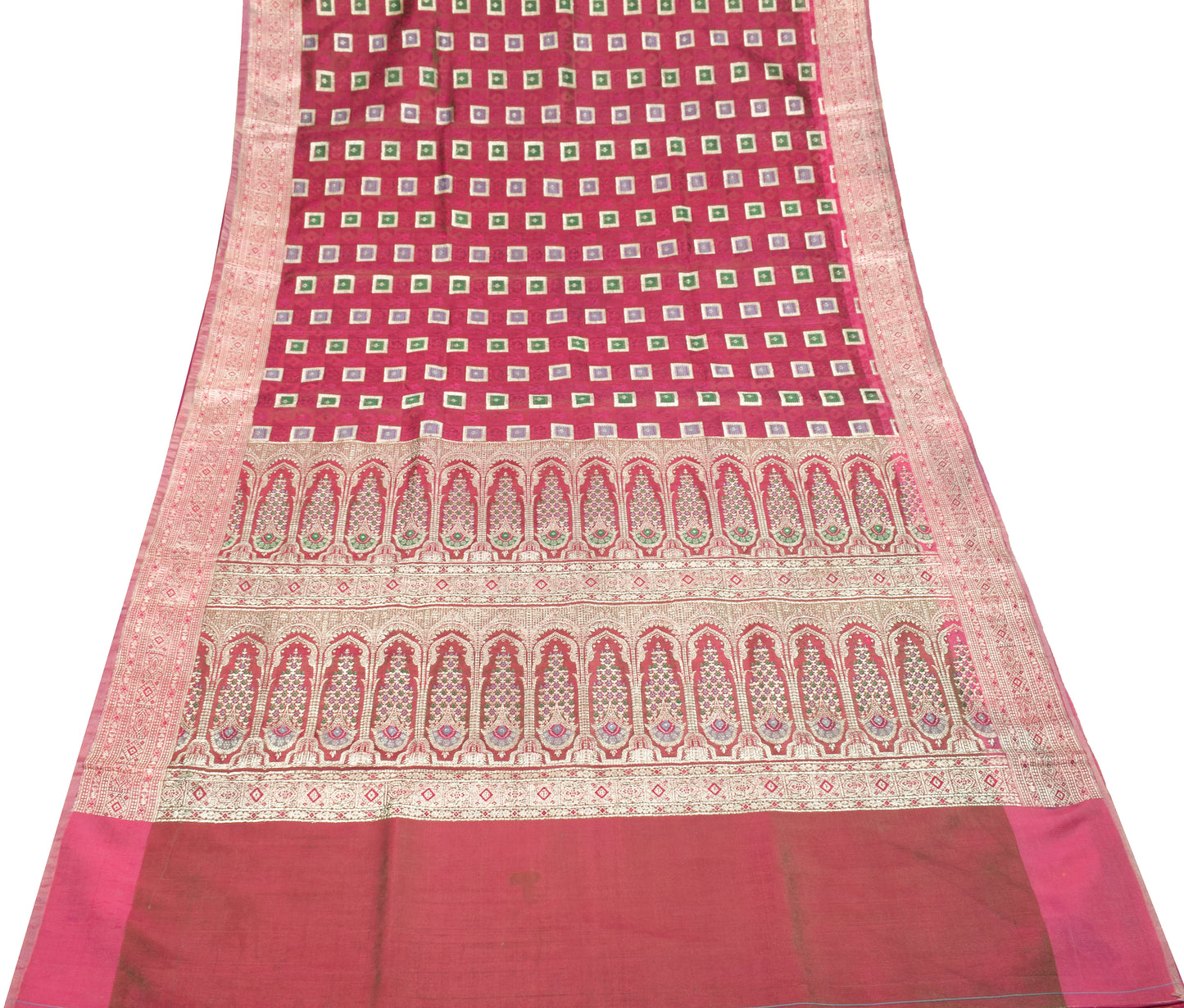 Sushila Vintage Heavy Saree Blend Satin Silk Banarasi Brocade Woven Sari Fabric