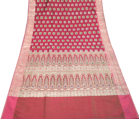 Sushila Vintage Heavy Saree Blend Satin Silk Banarasi Brocade Woven Sari Fabric