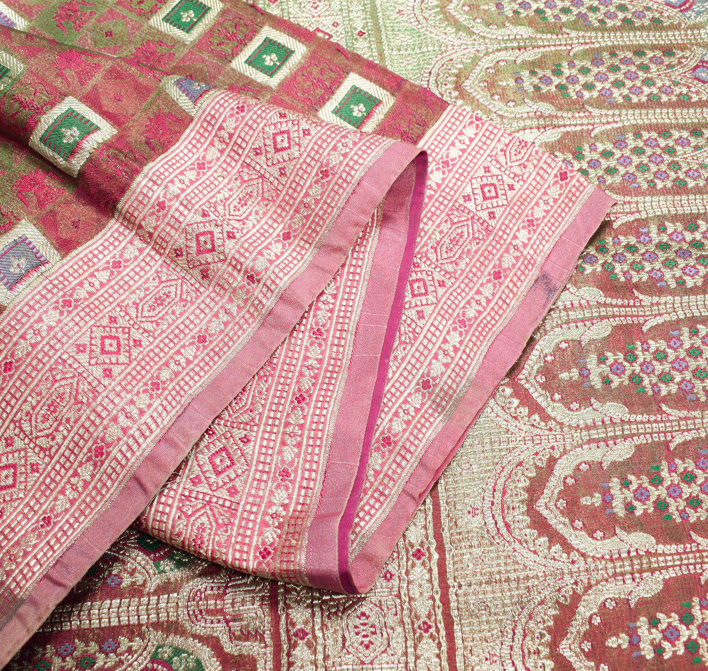 Sushila Vintage Heavy Saree Blend Satin Silk Banarasi Brocade Woven Sari Fabric