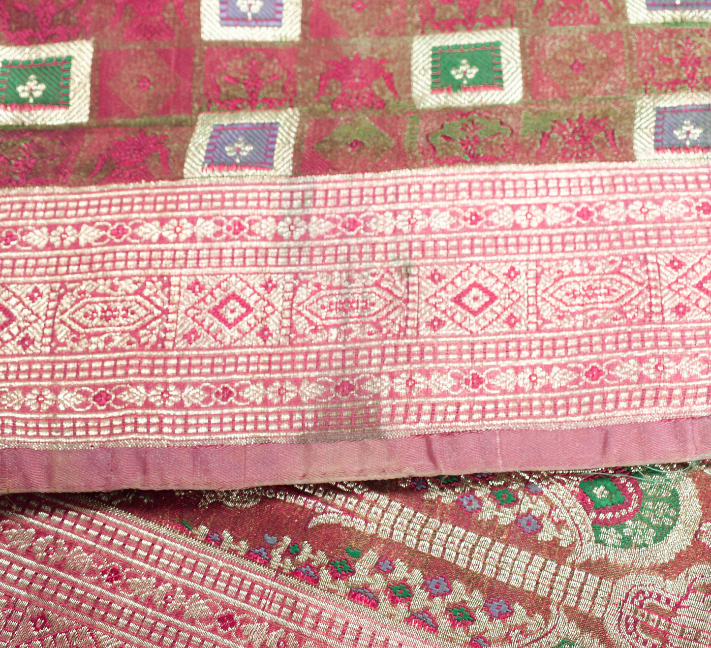 Sushila Vintage Heavy Saree Blend Satin Silk Banarasi Brocade Woven Sari Fabric