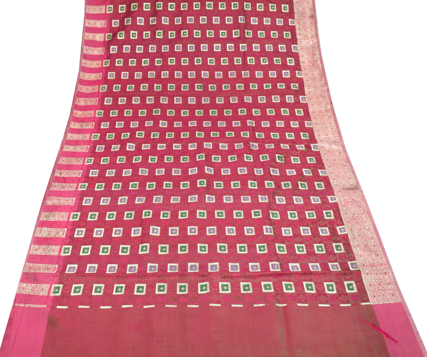 Sushila Vintage Heavy Saree Blend Satin Silk Banarasi Brocade Woven Sari Fabric