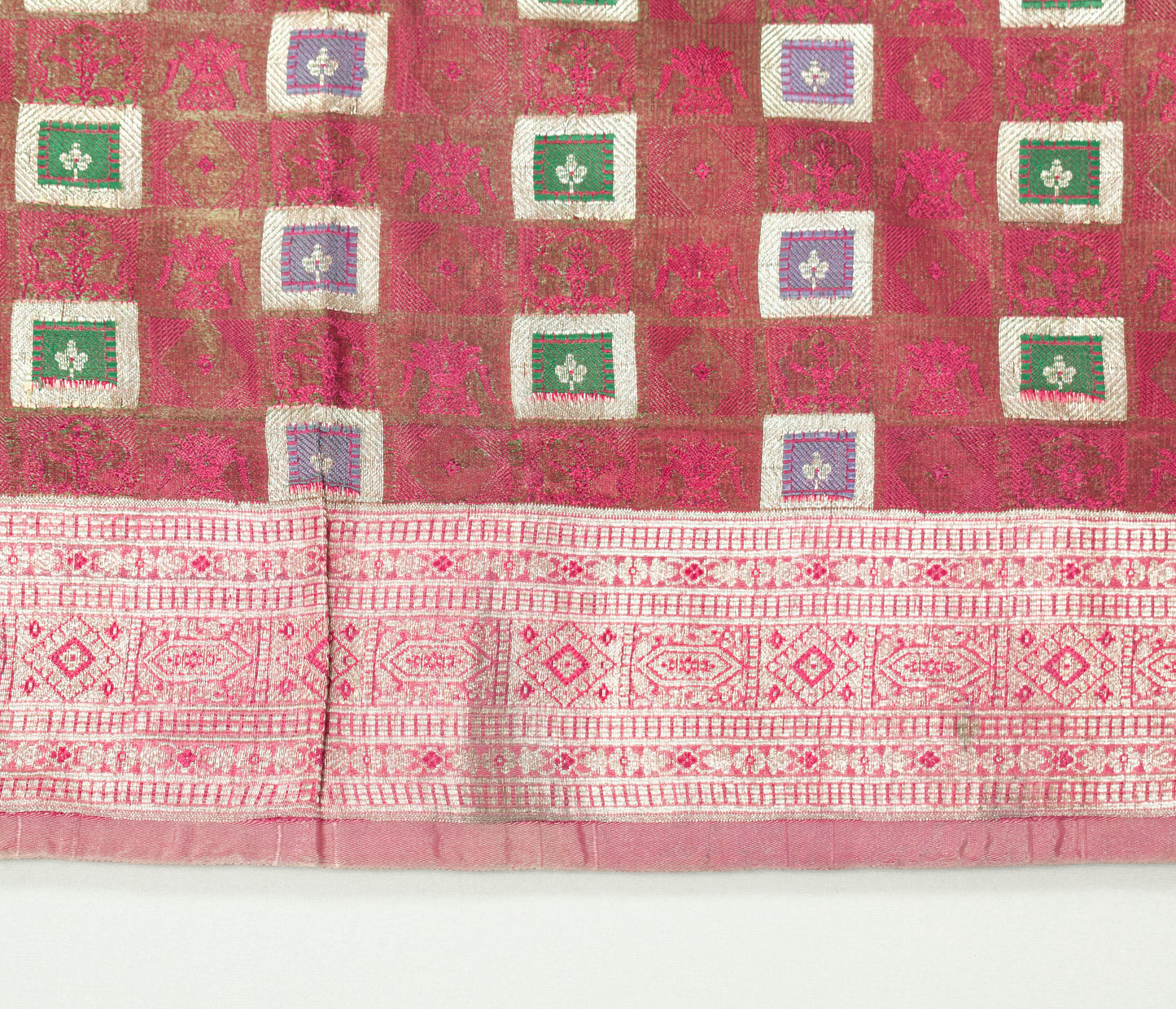 Sushila Vintage Heavy Saree Blend Satin Silk Banarasi Brocade Woven Sari Fabric
