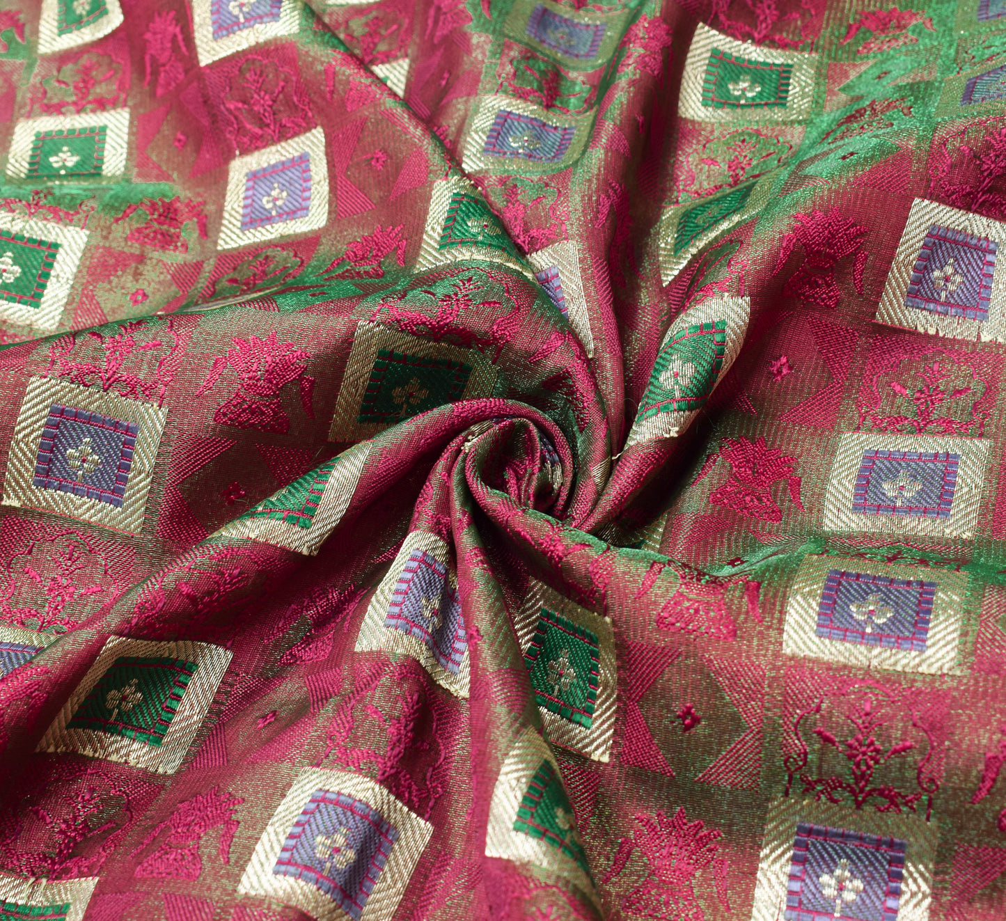 Sushila Vintage Heavy Saree Blend Satin Silk Banarasi Brocade Woven Sari Fabric