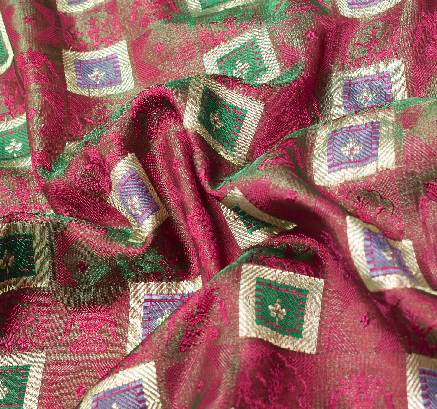 Sushila Vintage Heavy Saree Blend Satin Silk Banarasi Brocade Woven Sari Fabric