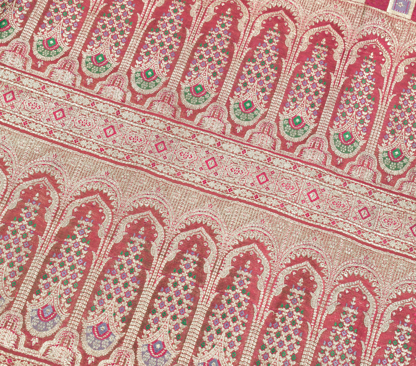 Sushila Vintage Heavy Saree Blend Satin Silk Banarasi Brocade Woven Sari Fabric