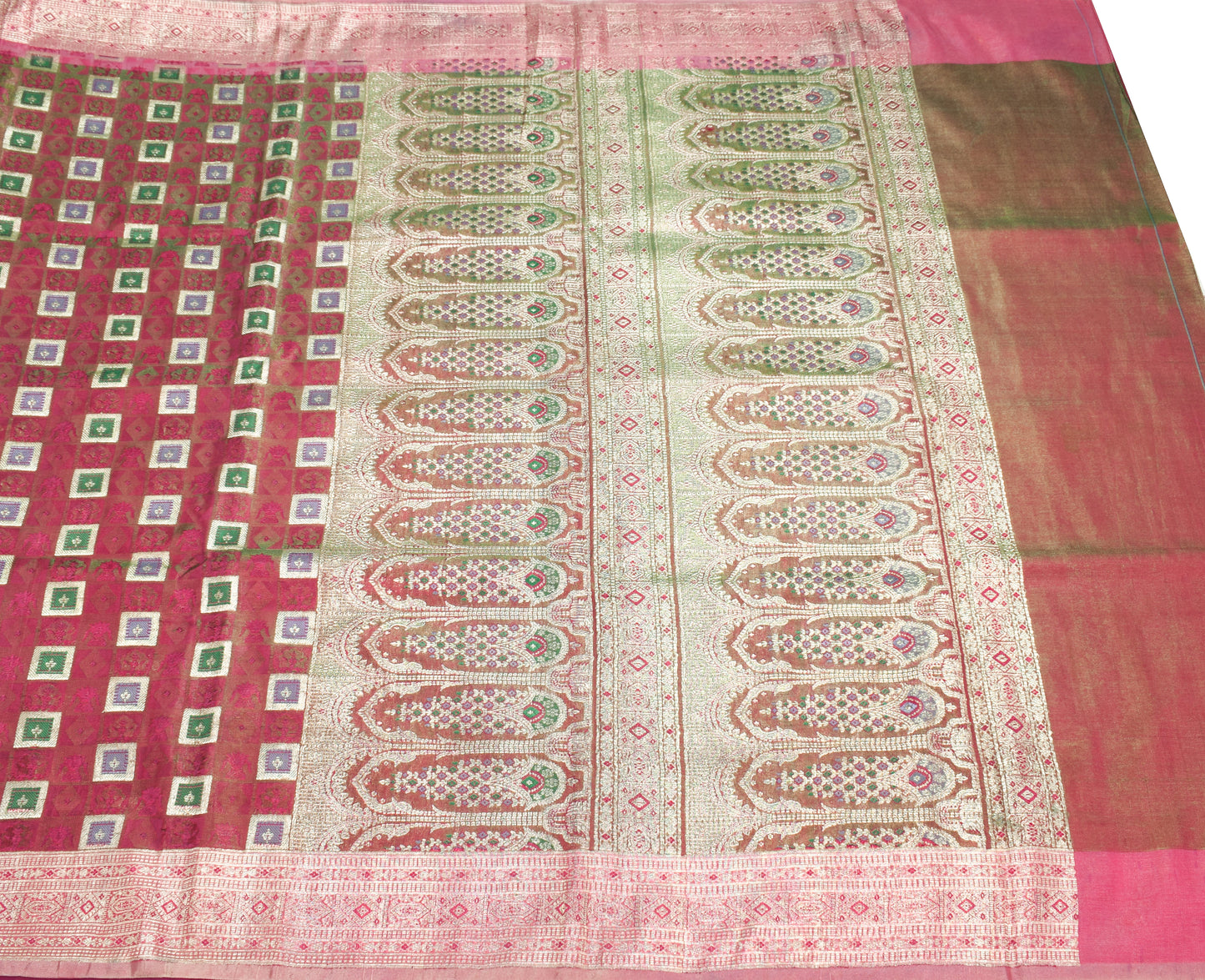 Sushila Vintage Heavy Saree Blend Satin Silk Banarasi Brocade Woven Sari Fabric