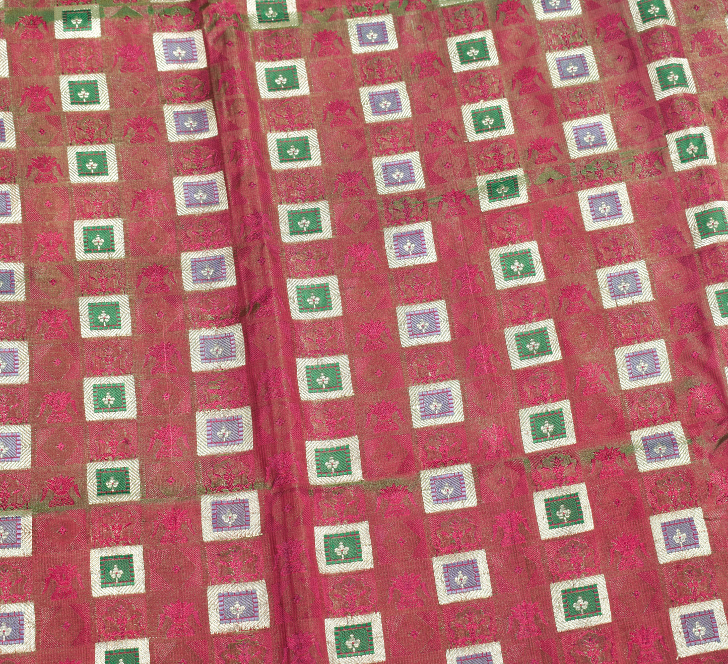 Sushila Vintage Heavy Saree Blend Satin Silk Banarasi Brocade Woven Sari Fabric