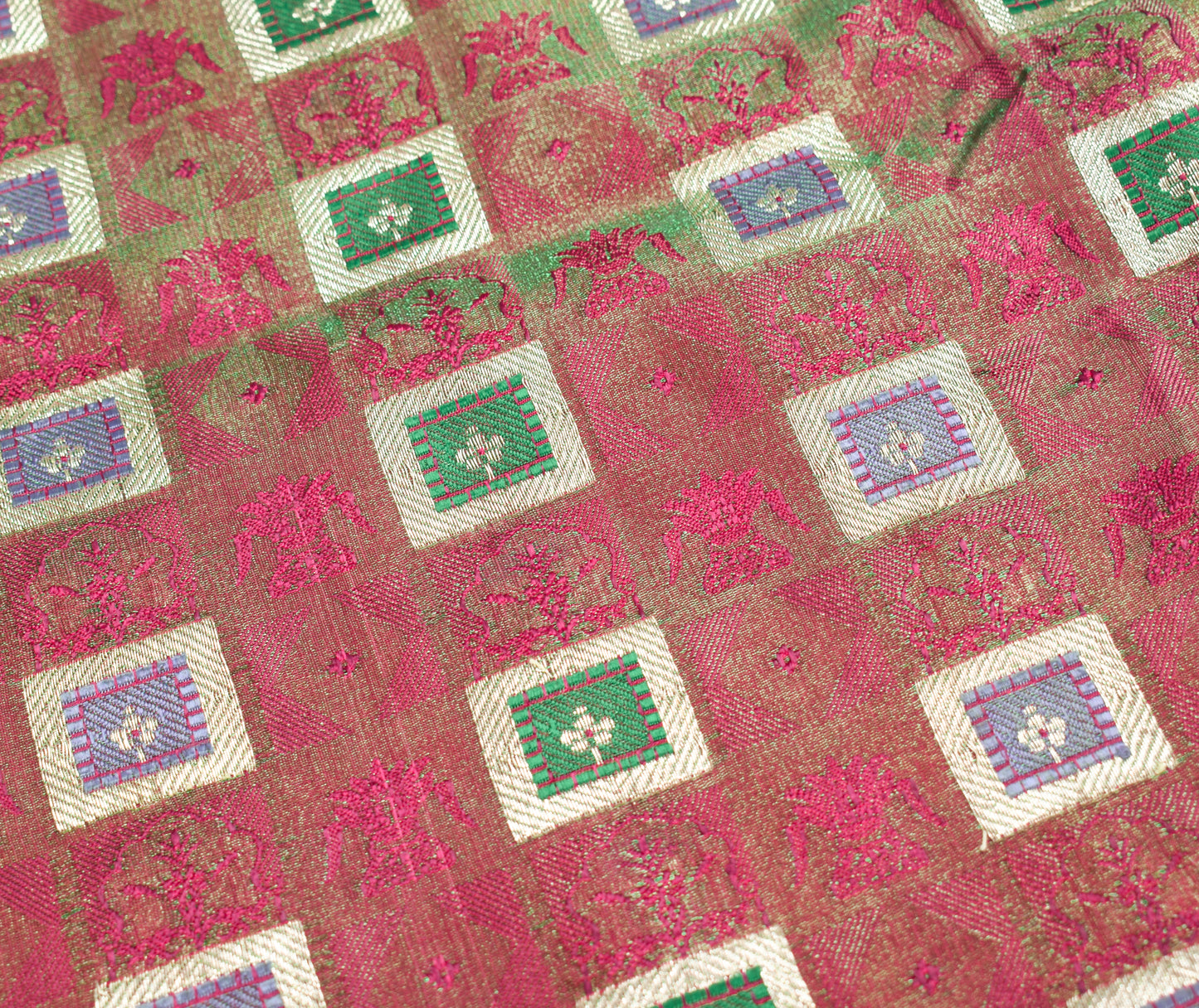 Sushila Vintage Heavy Saree Blend Satin Silk Banarasi Brocade Woven Sari Fabric