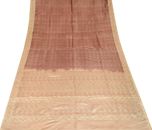 Sushila Vintage Heavy Saree Pure Satin Silk Banarasi Brocade Woven Sari Fabric