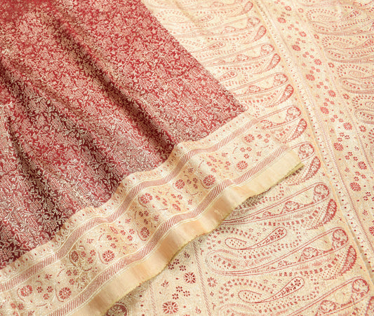 Sushila Vintage Heavy Saree Pure Satin Silk Banarasi Brocade Woven Sari Fabric