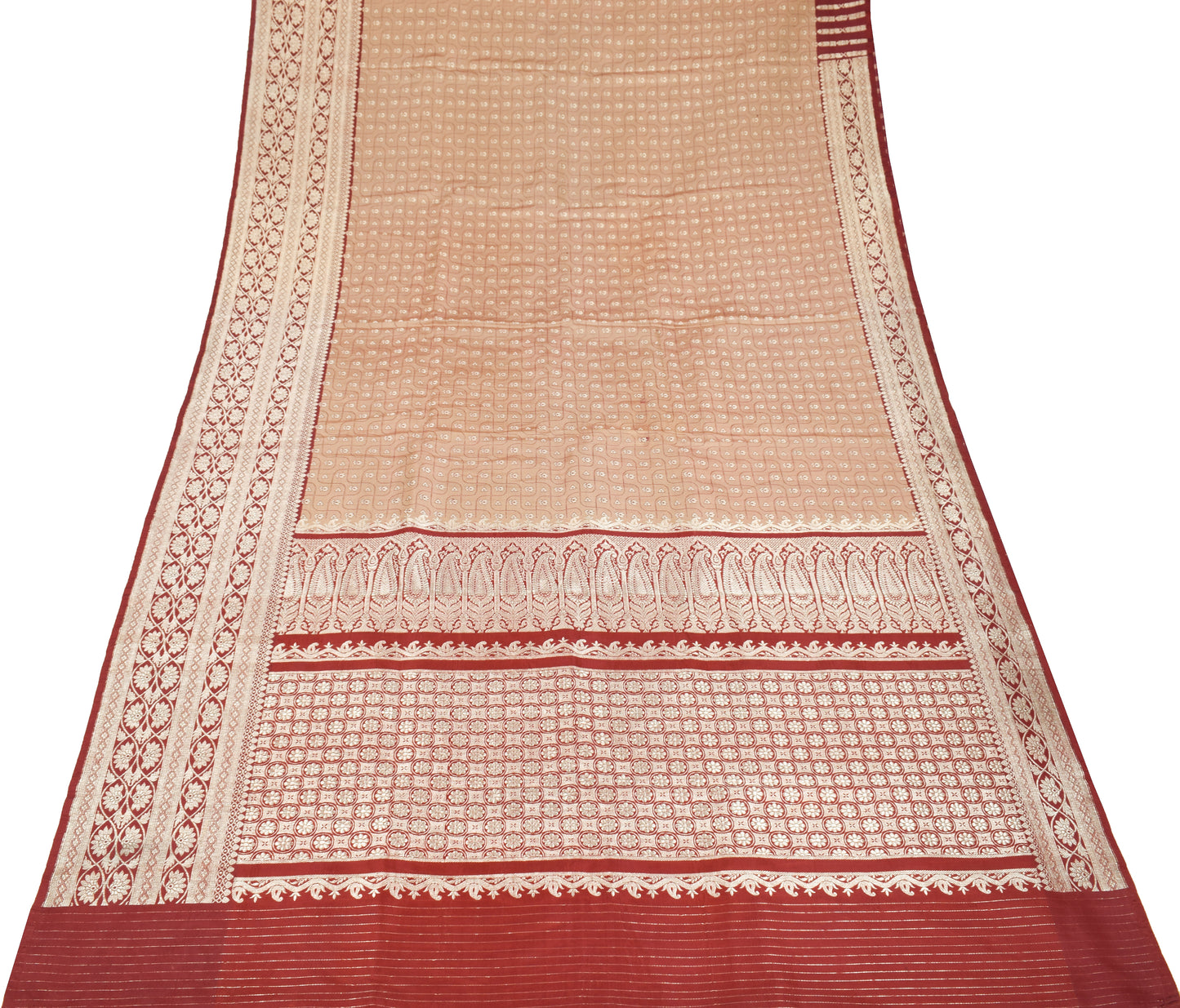 Sushila Vintage Heavy Saree Pure Satin Silk Banarasi Brocade Woven Sari Fabric