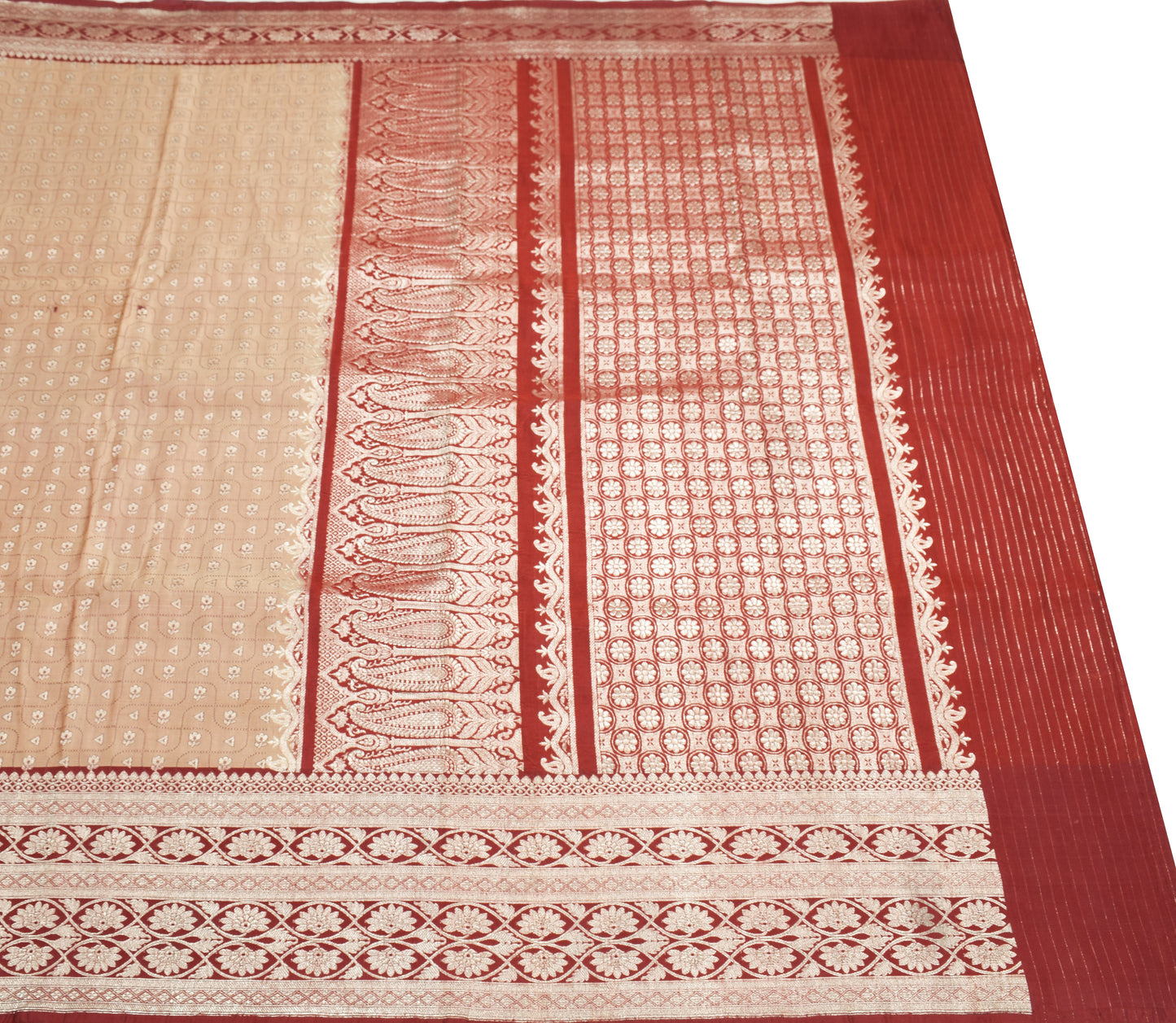 Sushila Vintage Heavy Saree Pure Satin Silk Banarasi Brocade Woven Sari Fabric