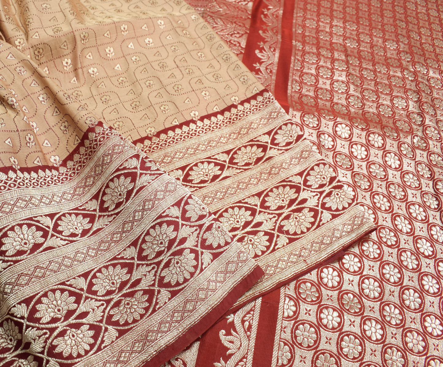 Sushila Vintage Heavy Saree Pure Satin Silk Banarasi Brocade Woven Sari Fabric