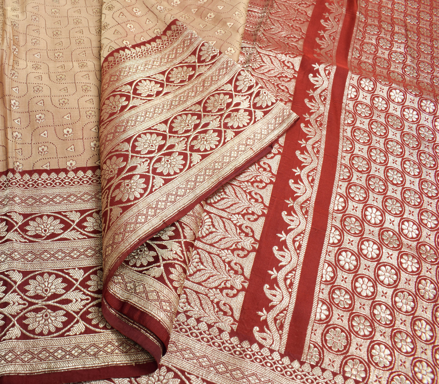 Sushila Vintage Heavy Saree Pure Satin Silk Banarasi Brocade Woven Sari Fabric