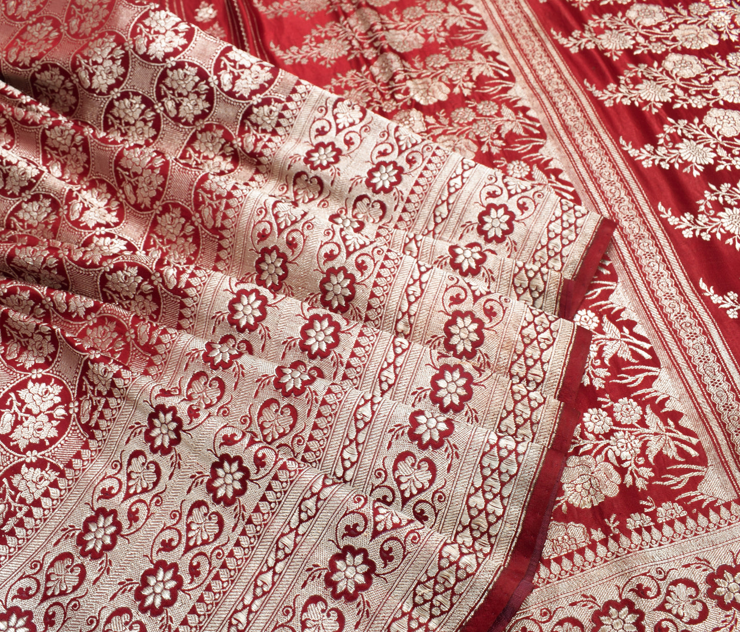 Sushila Vintage Heavy Saree Pure Satin Silk Banarasi Brocade Woven Sari Fabric