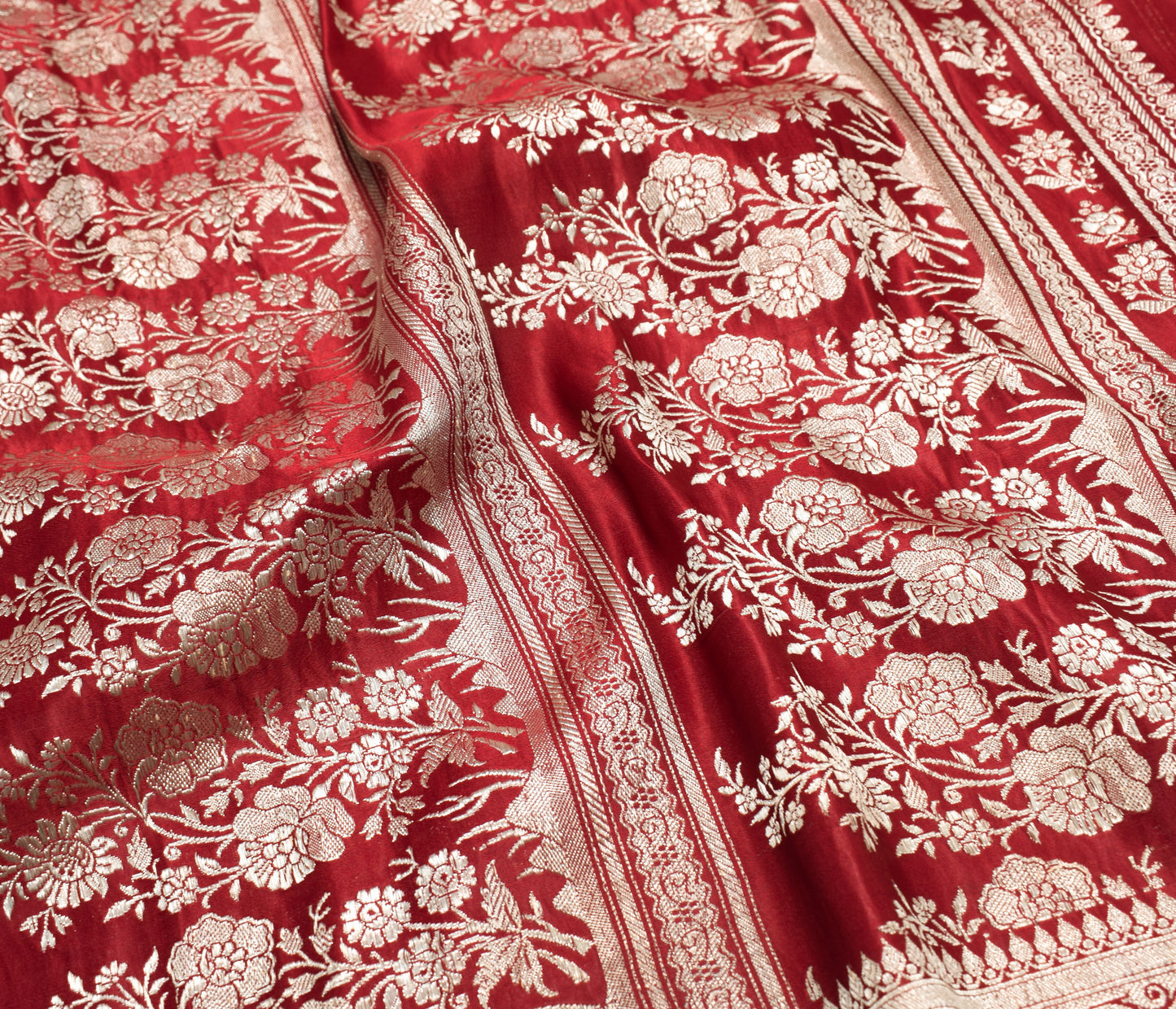 Sushila Vintage Heavy Saree Pure Satin Silk Banarasi Brocade Woven Sari Fabric