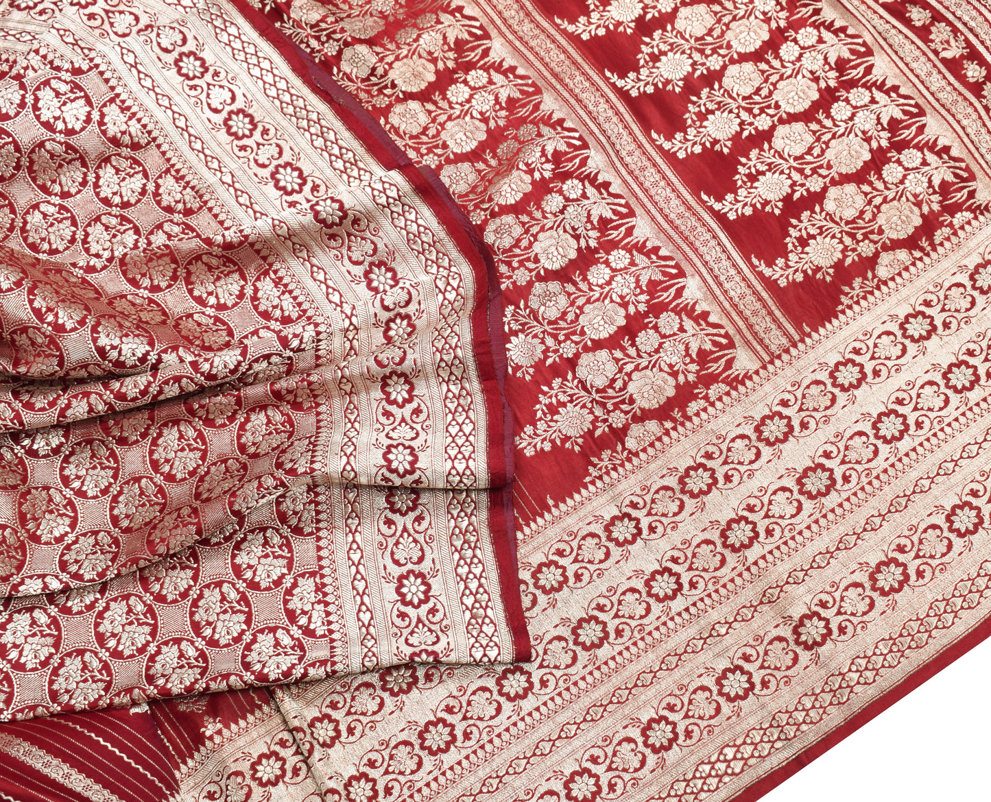 Sushila Vintage Heavy Saree Pure Satin Silk Banarasi Brocade Woven Sari Fabric