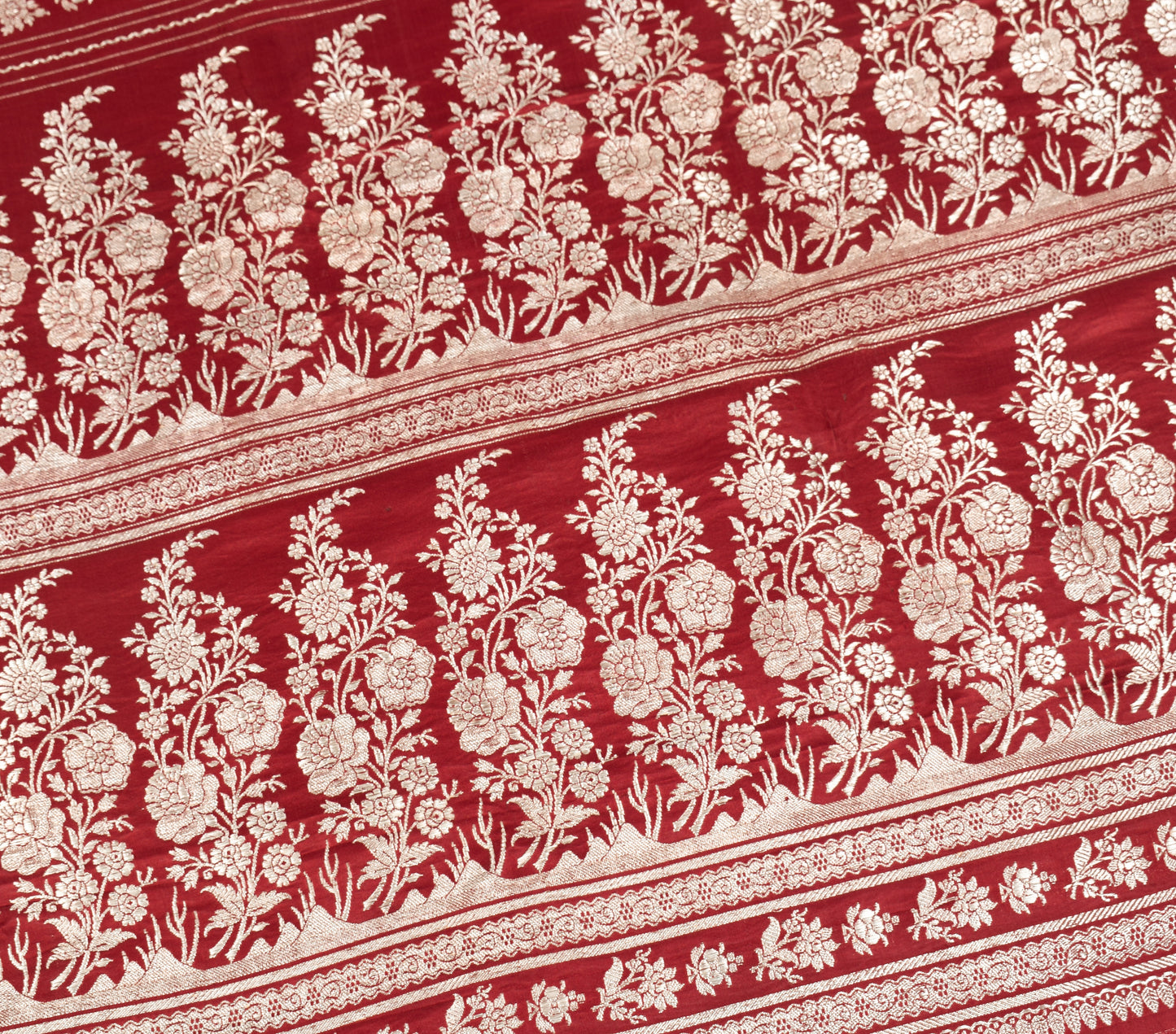Sushila Vintage Heavy Saree Pure Satin Silk Banarasi Brocade Woven Sari Fabric