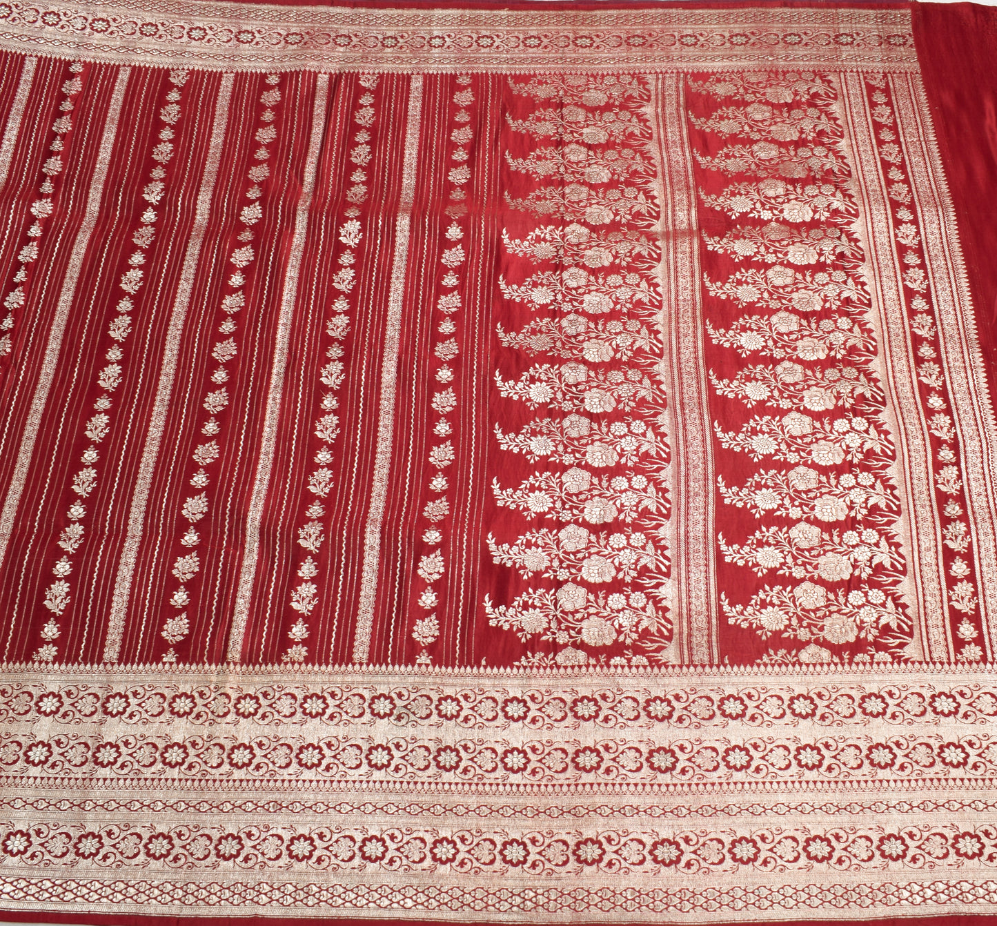 Sushila Vintage Heavy Saree Pure Satin Silk Banarasi Brocade Woven Sari Fabric