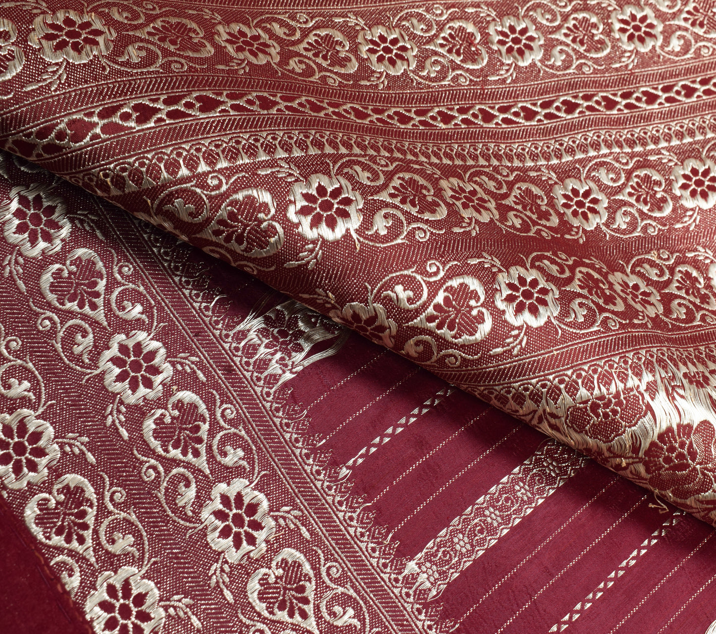 Sushila Vintage Heavy Saree Pure Satin Silk Banarasi Brocade Woven Sari Fabric