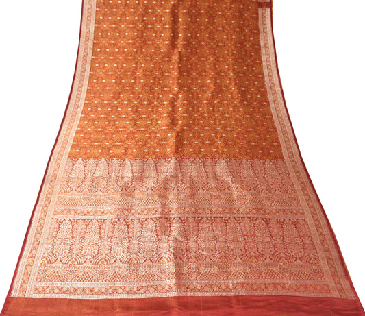 Sushila Vintage Heavy Saree Pure Satin Silk Banarasi Brocade Woven Sari Fabric