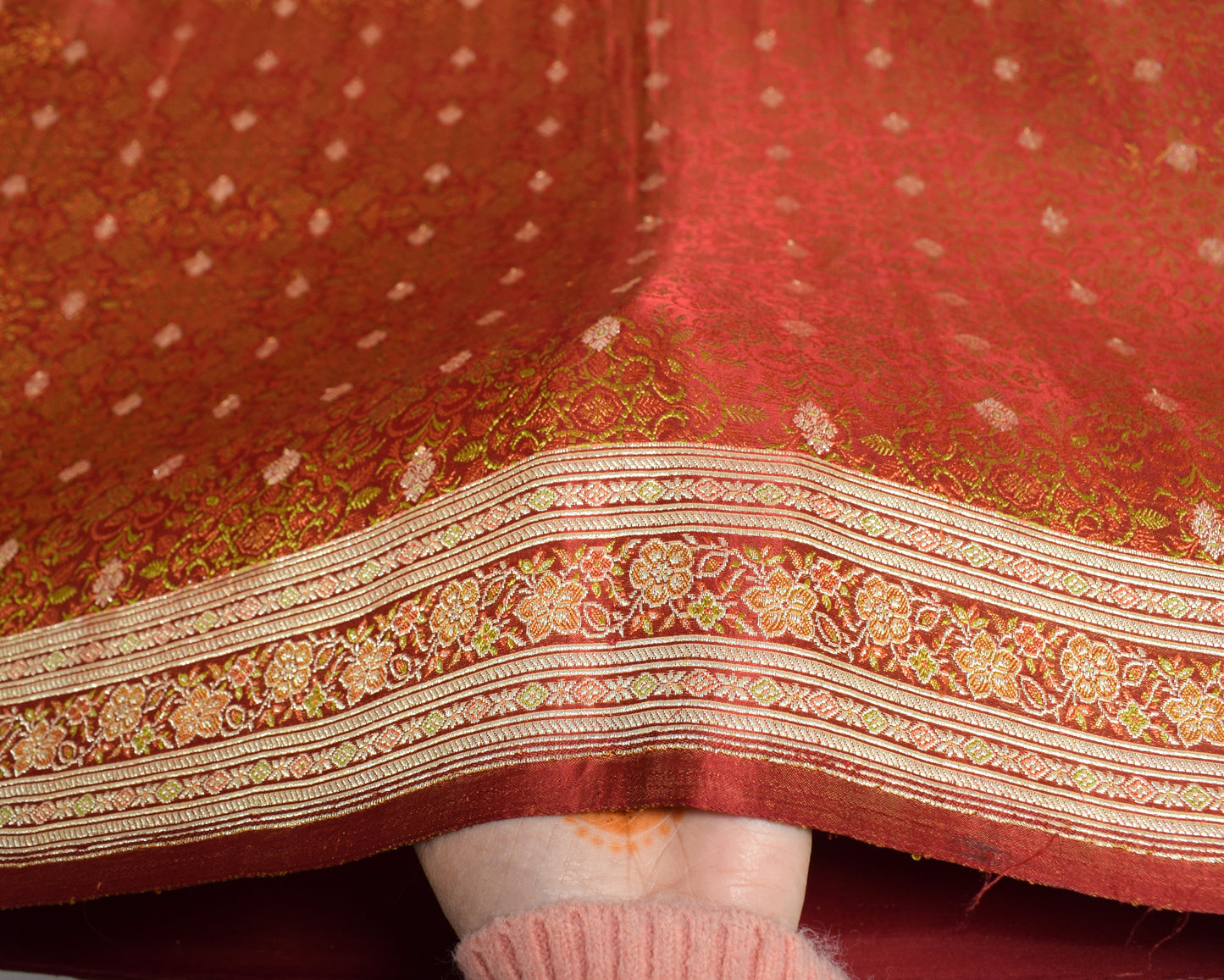 Sushila Vintage Heavy Saree Pure Satin Silk Banarasi Brocade Woven Sari Fabric