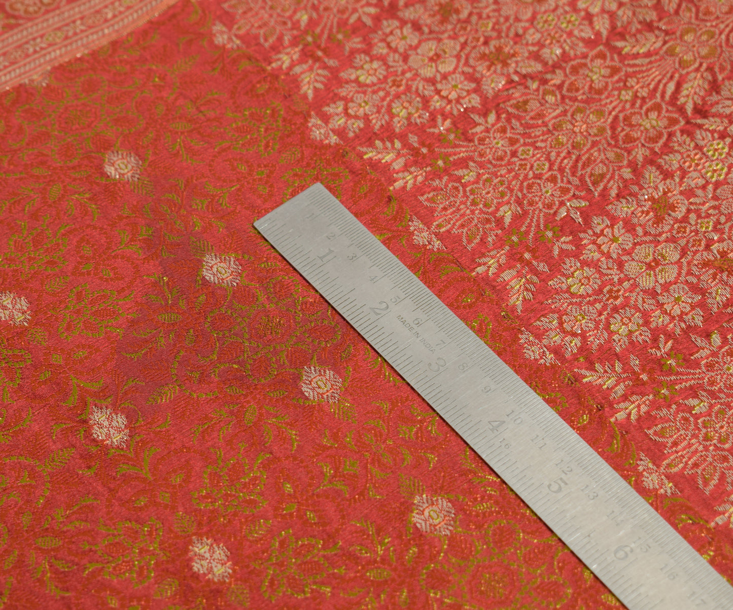 Sushila Vintage Heavy Saree Pure Satin Silk Banarasi Brocade Woven Sari Fabric