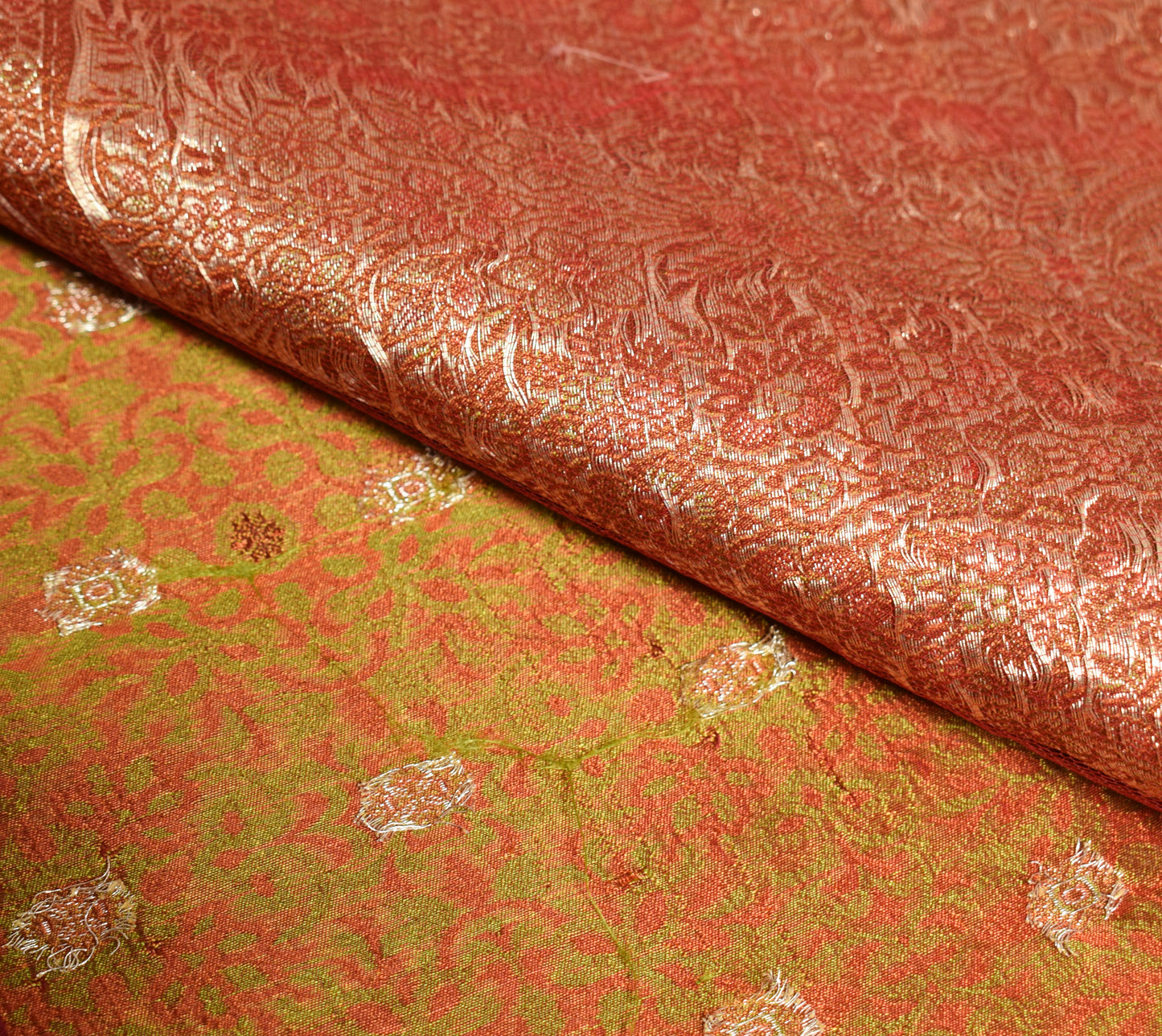 Sushila Vintage Heavy Saree Pure Satin Silk Banarasi Brocade Woven Sari Fabric