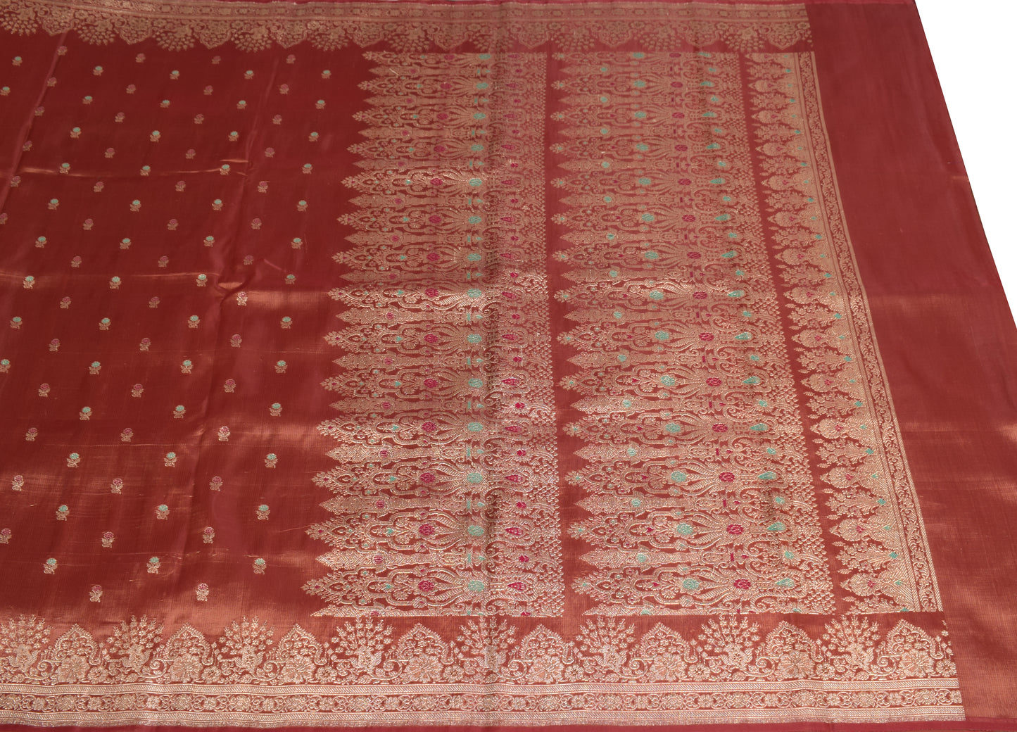 Sushila Vintage Heavy Saree Blend Satin Silk Banarasi Brocade Woven Sari Fabric