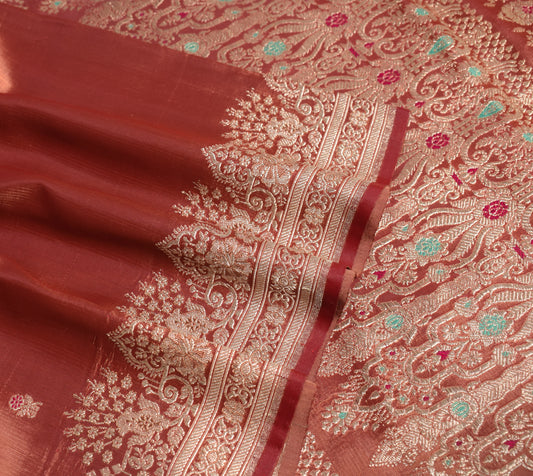 Sushila Vintage Heavy Saree Blend Satin Silk Banarasi Brocade Woven Sari Fabric