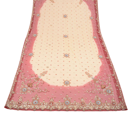 Sushila Vintage Yellow Heavy Dupatta Hand Beaded Zardozi Weeding Long Stole