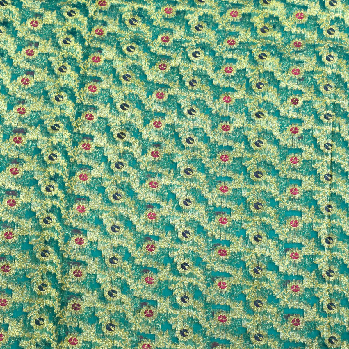 Sushila Vintage Heavy Turquoise Pure Organza Silk Woven Brocade Banarasi Saree