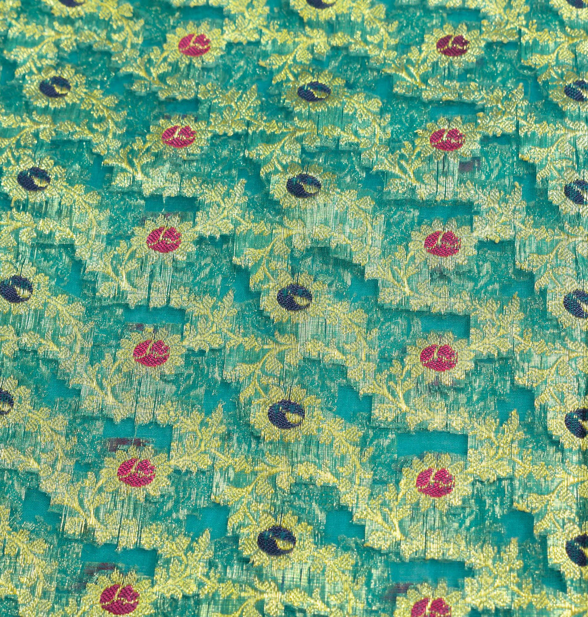 Sushila Vintage Heavy Turquoise Pure Organza Silk Woven Brocade Banarasi Saree