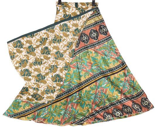 Sushila Vintage Multi-Color Art Silk Saree Magic Wrap Reversible Skirt Beach Dress (mws master) (Copy) (Copy)
