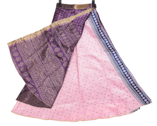 Sushila Vintag Saree Magic Wrap Reversible Skirt Art Silk Pink Beach Dress