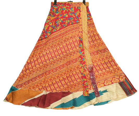 Sushila Vintage Art Silk Saree Magic Wrap Reversible Skirt Magenta Beach Dress