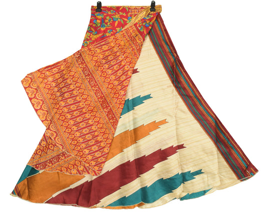 Sushila Vintage Art Silk Saree Magic Wrap Reversible Skirt Magenta Beach Dress