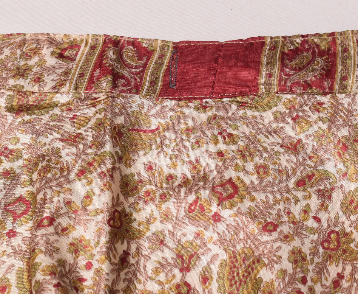Sushila Vintage Cream Magic Wrap Art Silk Saree Reversible Skirt Beach Dress