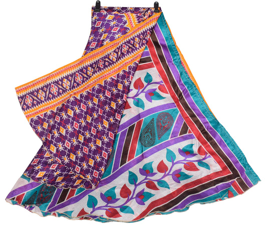 Sushila Vintage Art Silk Saree Magic Wrap Reversible Skirt Purple Beach Dress