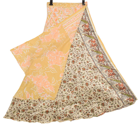 Sushila Vintage Floral Art Silk Saree Magic Wrap Reversible Skirt Beach Dress