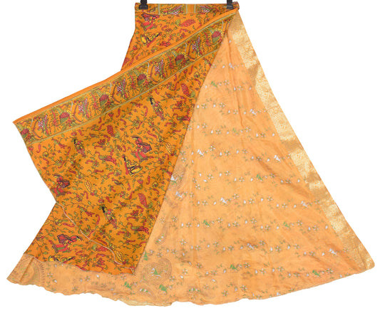 Sushila Vintage Saree Magic Wrap Reversible Skirt  Madhubani Art Silk Beach Dress