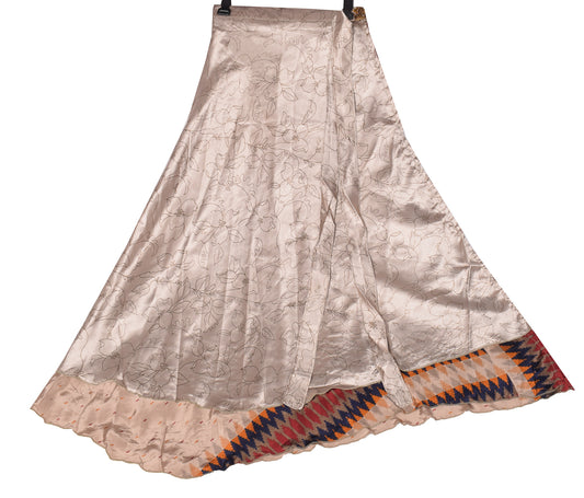 Sushila Vintage Floral Magic Wrap Art Silk Saree  Reversible Skirt Beach Dress