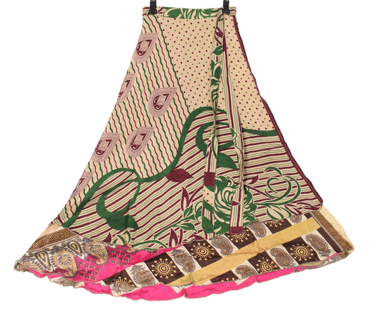Sushila Vintage Magenta Art Silk Saree Magic Wrap Reversible Skirt Beach Dress Boho