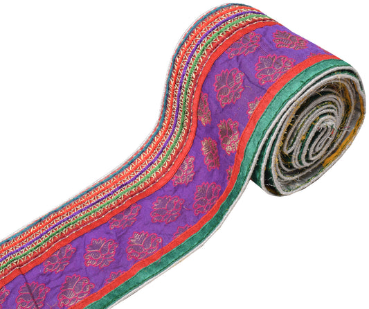 Sushila Vintage Purple Saree Border Craft Sewing Trim Patch Work Ribbon Lace